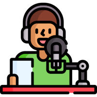 a man with headphones and a microphone